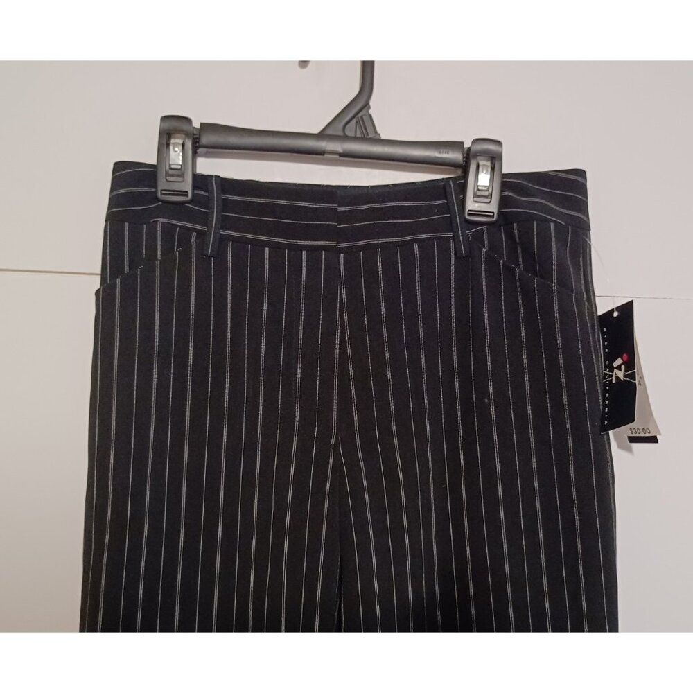 NWT Womens Black Pinstriped IZ dress pants Size 14 28X29 - Picture 2 of 5